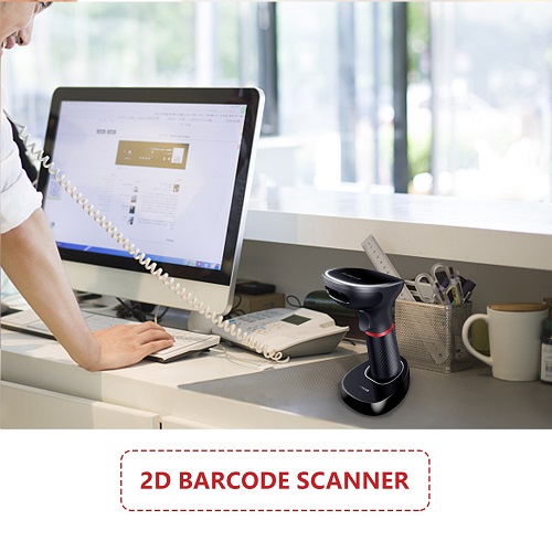 Barcodescanner 1D en 2D  Draadloos met USB houder
